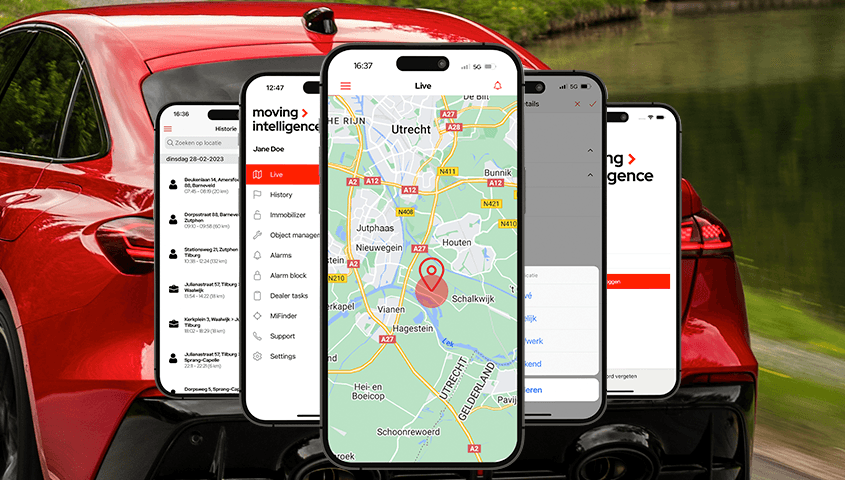 Audi RS5 voertuigbeveiliging en locatie bekijken in de MiApp