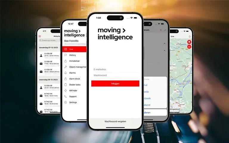 Volg bedrijfswagens in de app