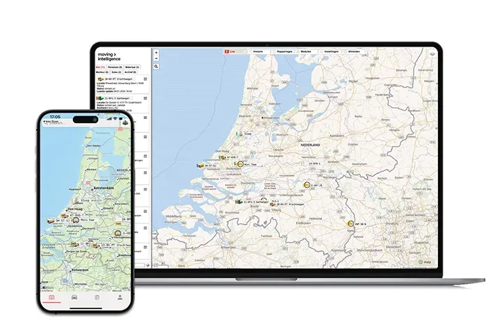 Volg uw bedrijfswagen of werkbus met app en platform